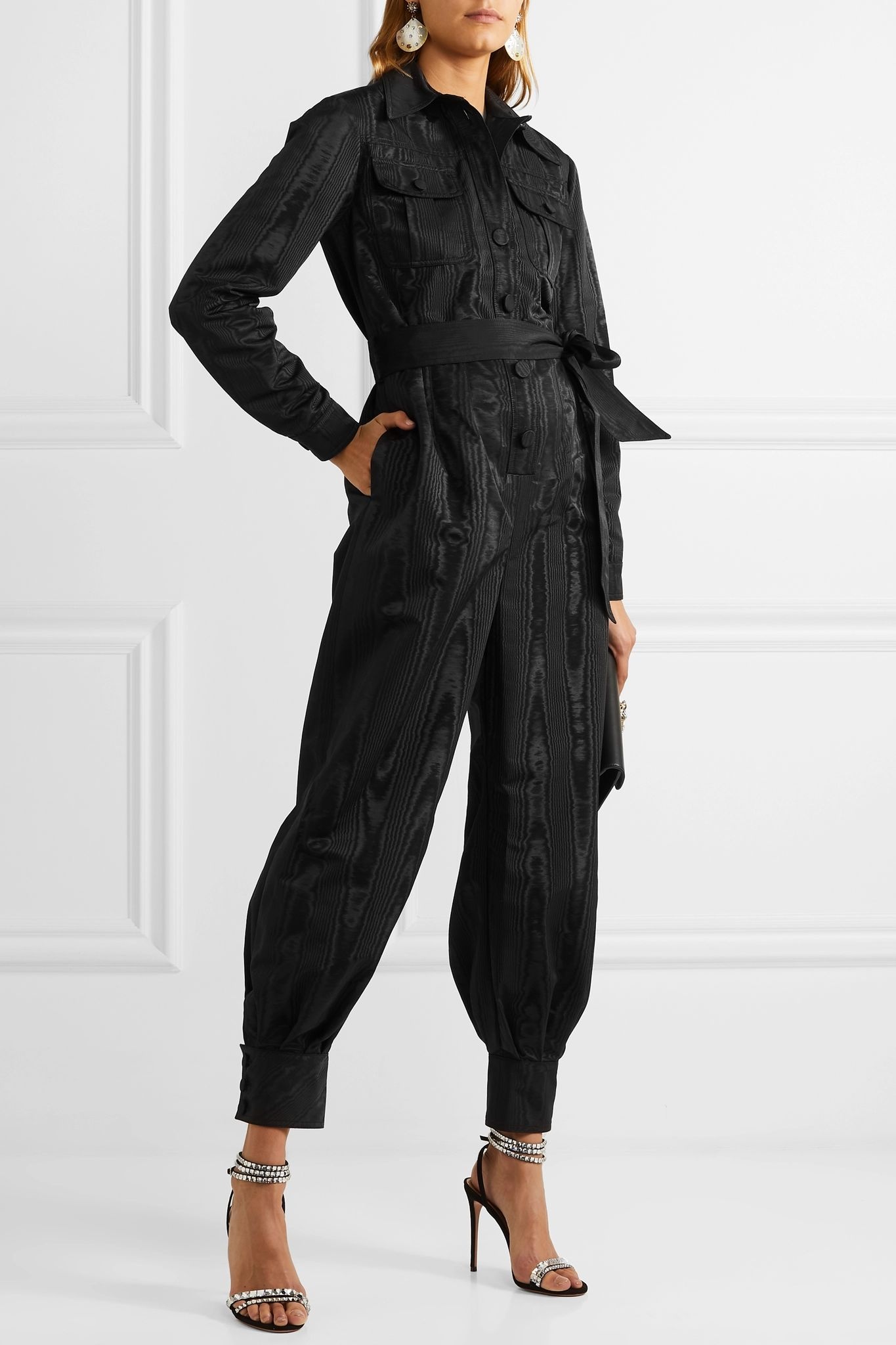 Belted moire jumpsuit  - 2