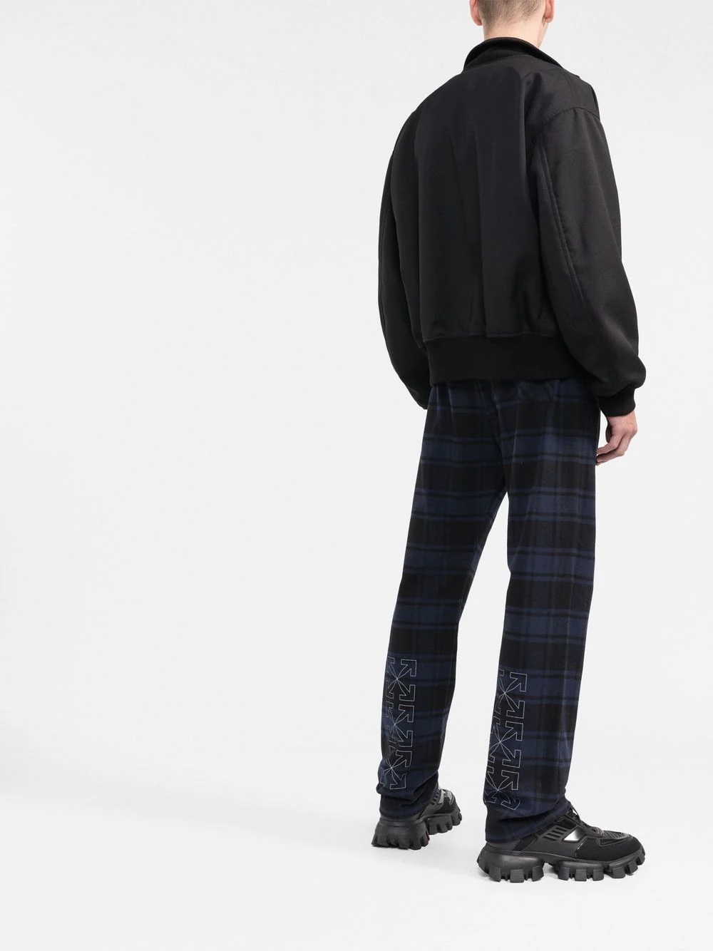 check-print flannel trousers - 4