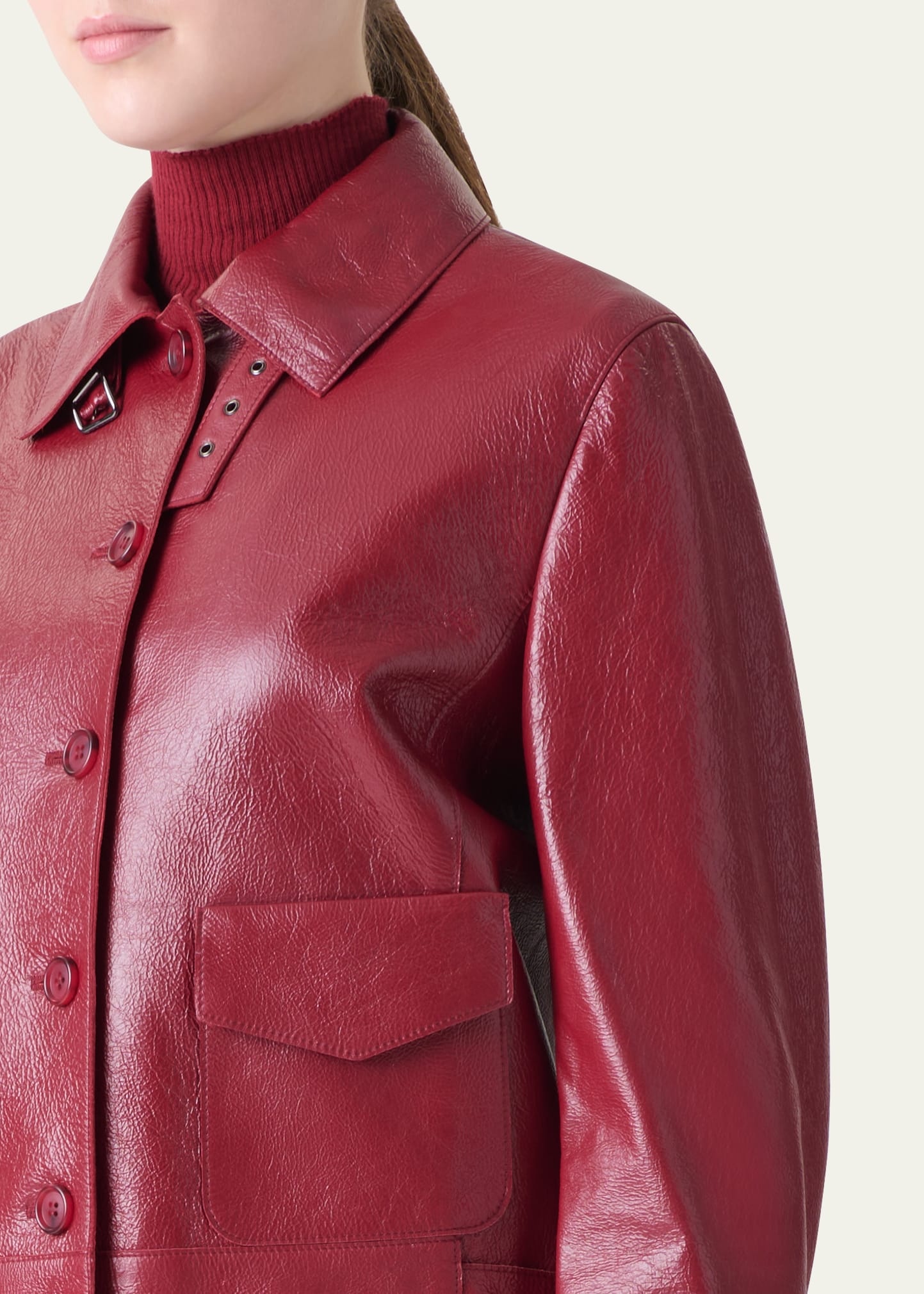Peer Lacquered Leather Short Jacket - 5