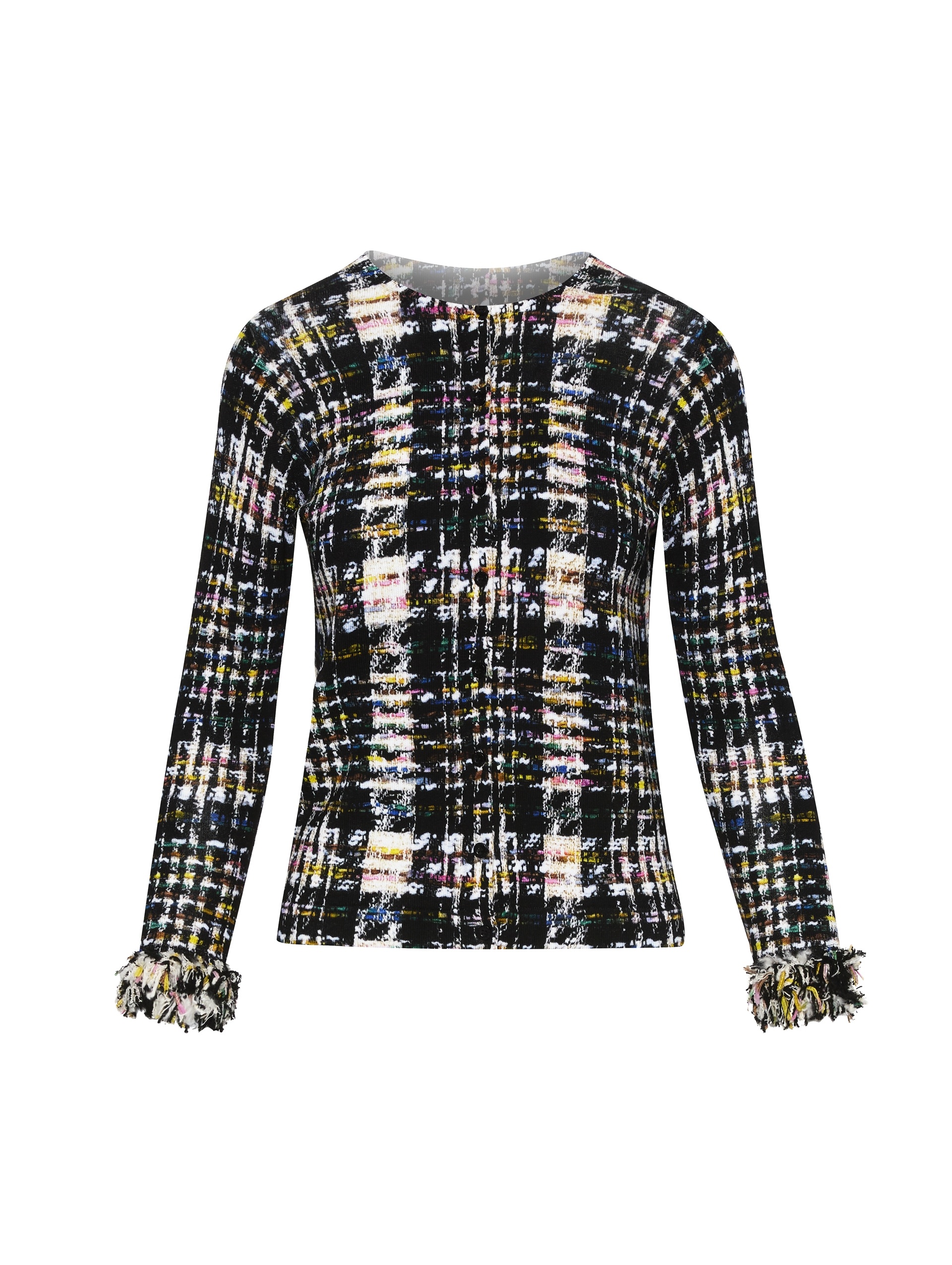 MULTICOLOR RIBBON TWEED CARDIGAN - 4
