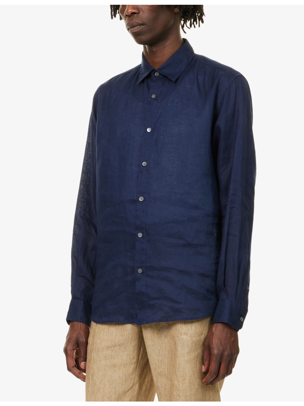 Relaxed-Fit Long-Sleeve Linen Shirt - 3