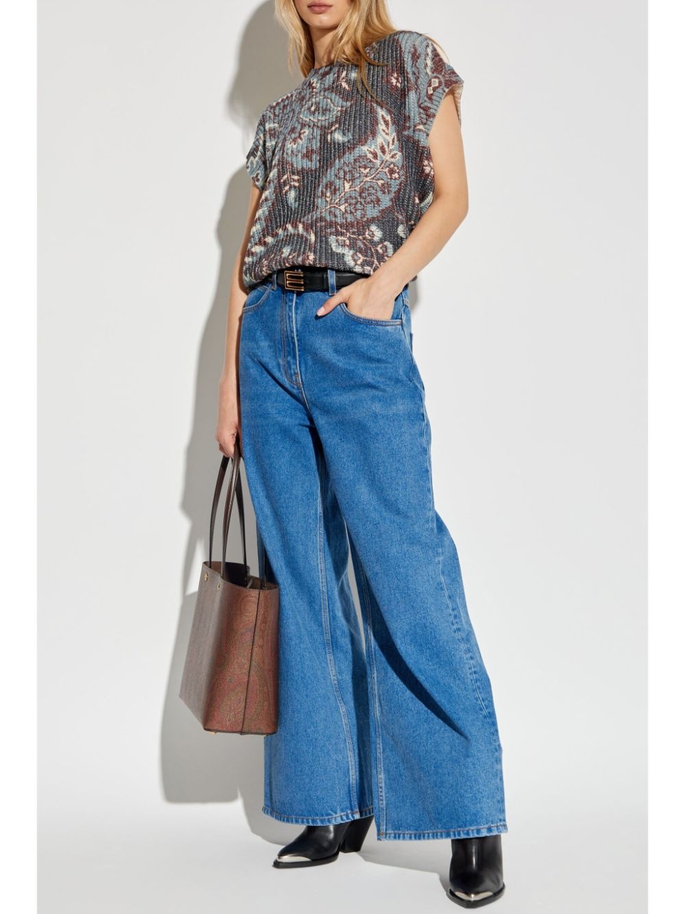 paisley-print wool top - 2