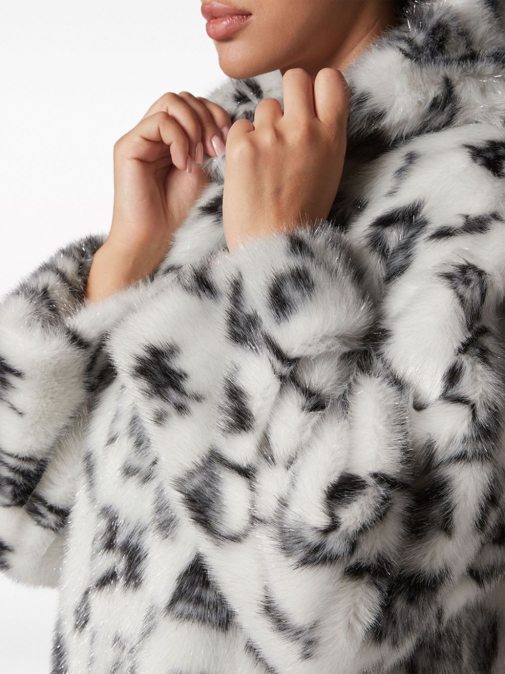 logo-print faux-fur coat - 5