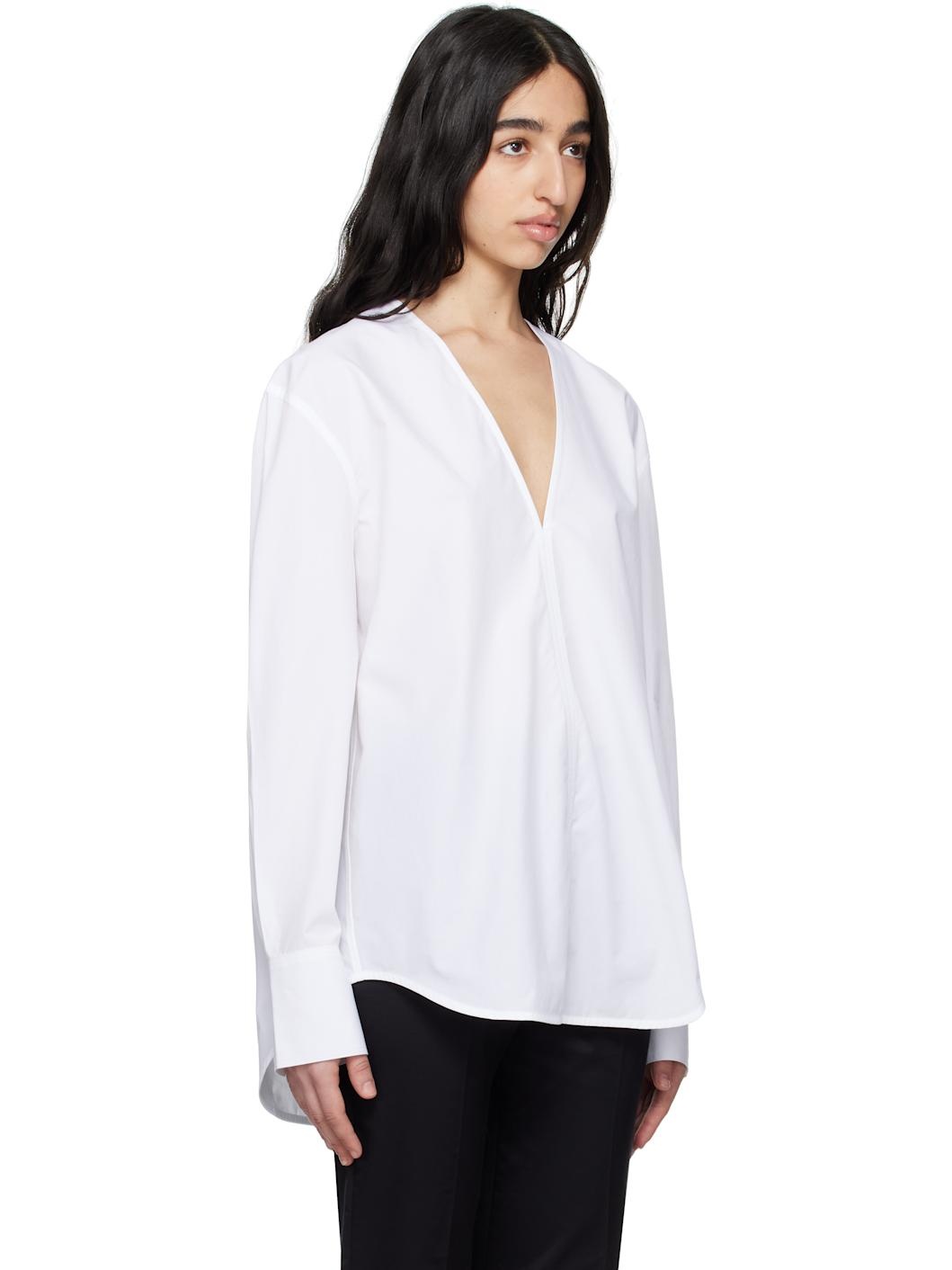White V-Neck Shirt - 2