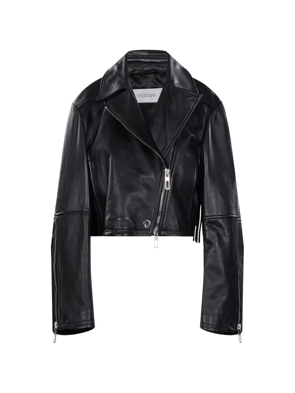 fringe-detail biker leather jacket - 1