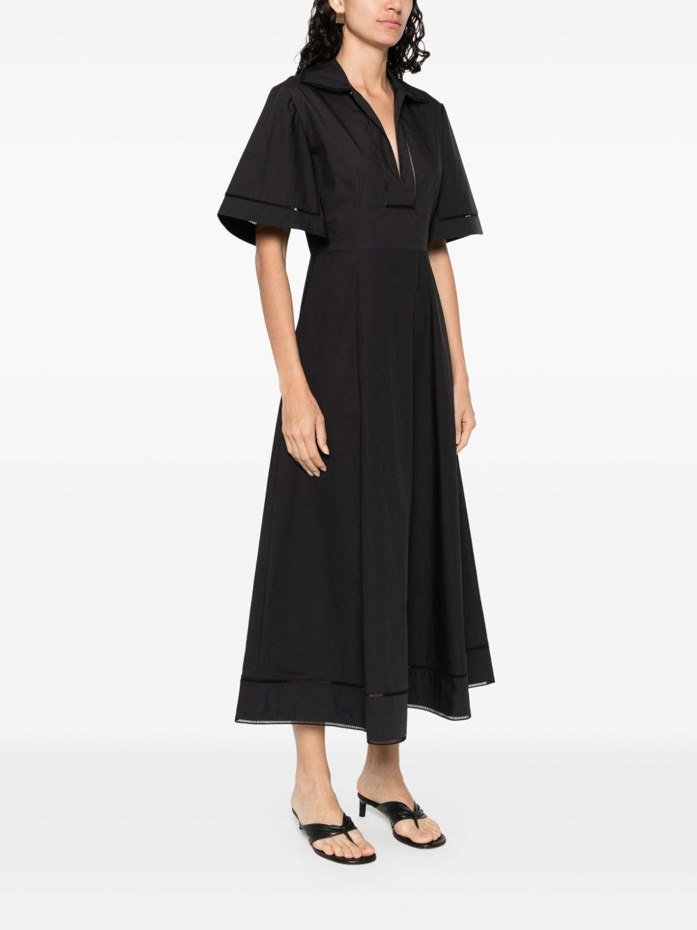 embroidered poplin dress - 3