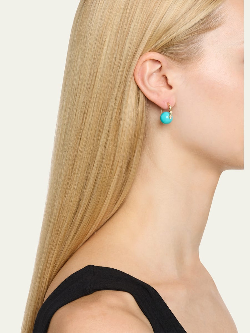 SYDNEY EVAN 14K Turquoise Beaded Earrings with Diamond Marquise Eyes outlook