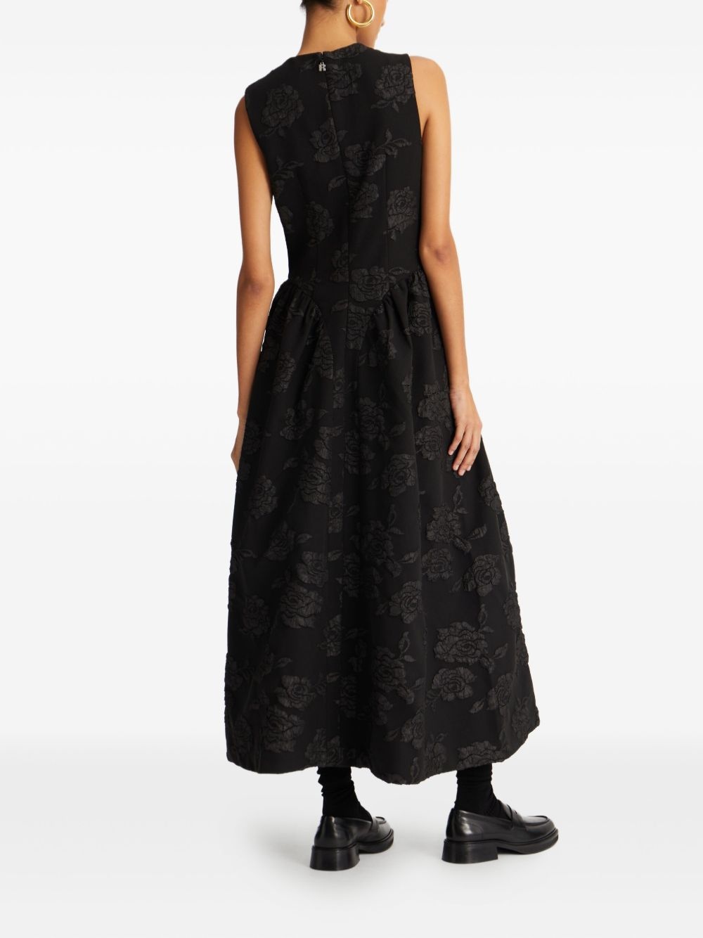 floral-jacquard midi dress - 4