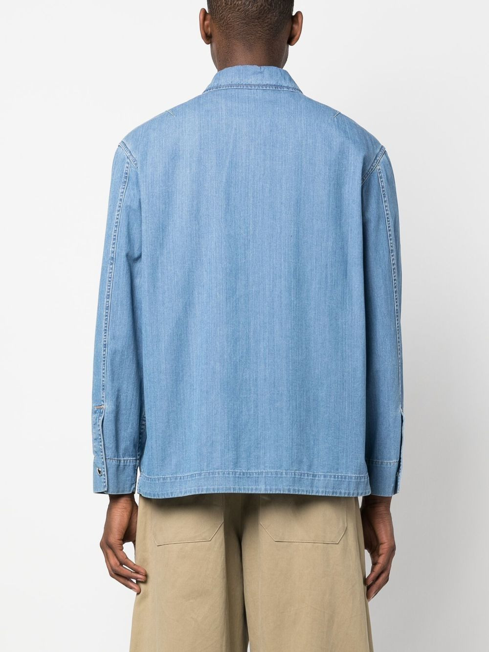 zip-up denim shirt - 4