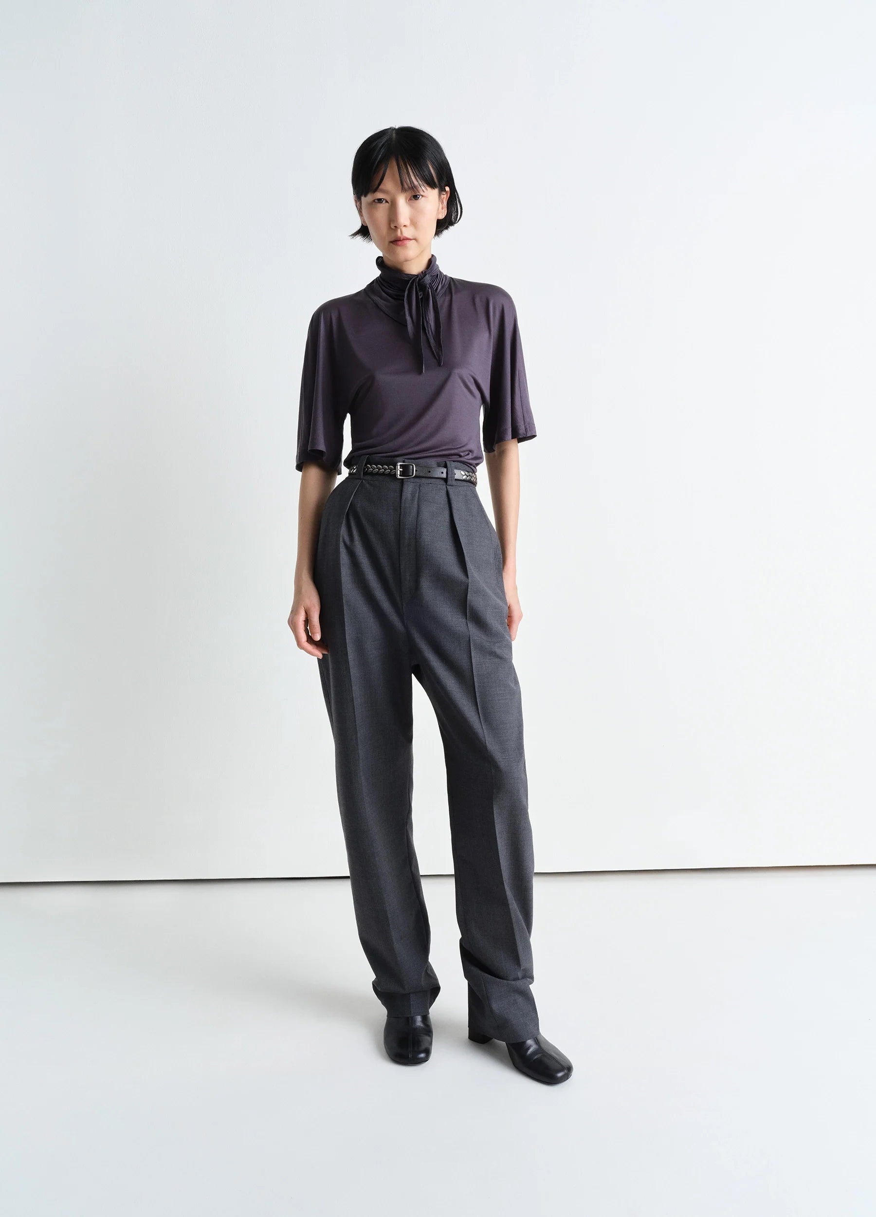 SHORT SLEEVE FOULARD TOP - 5