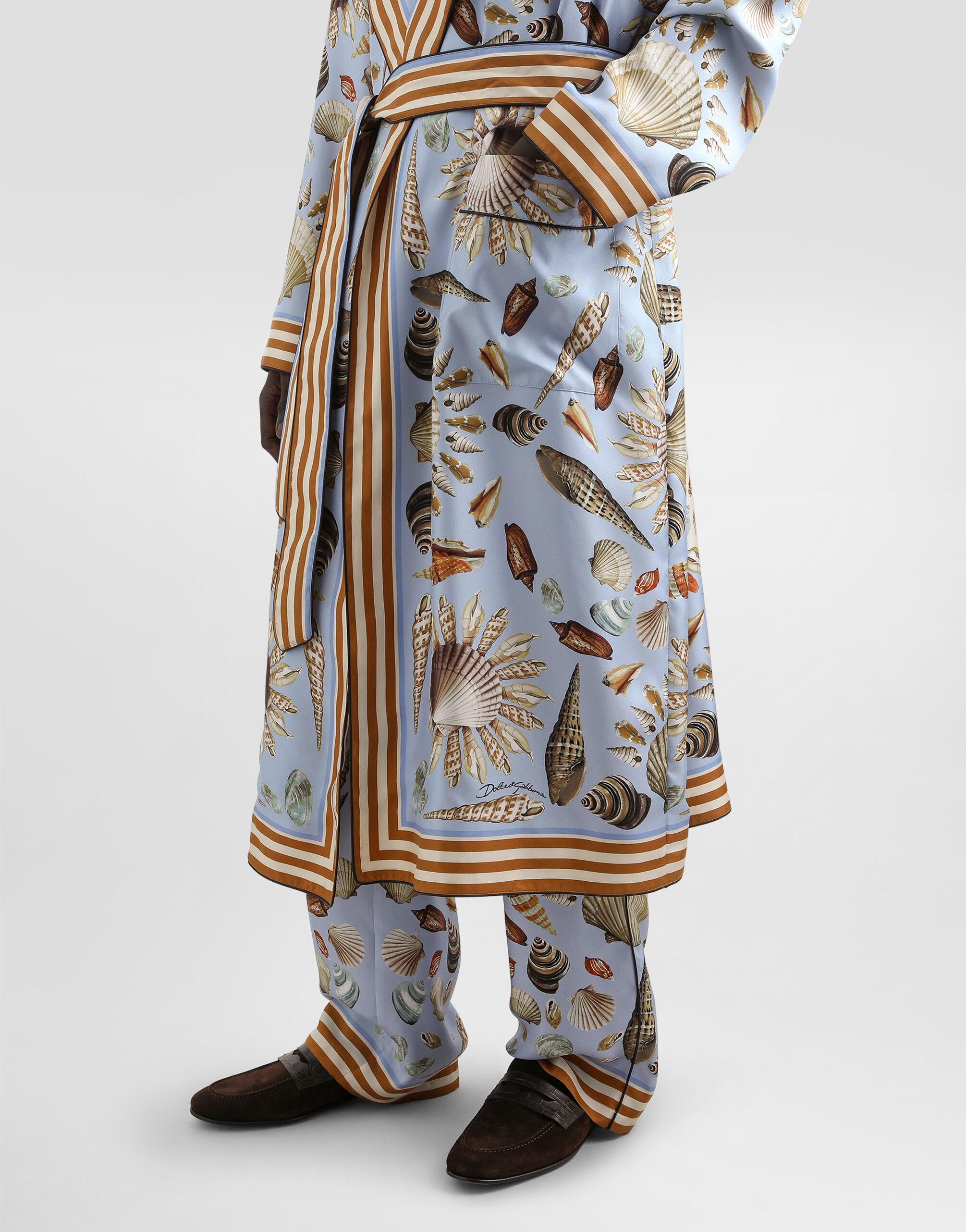 Shell-print silk twill robe - 4