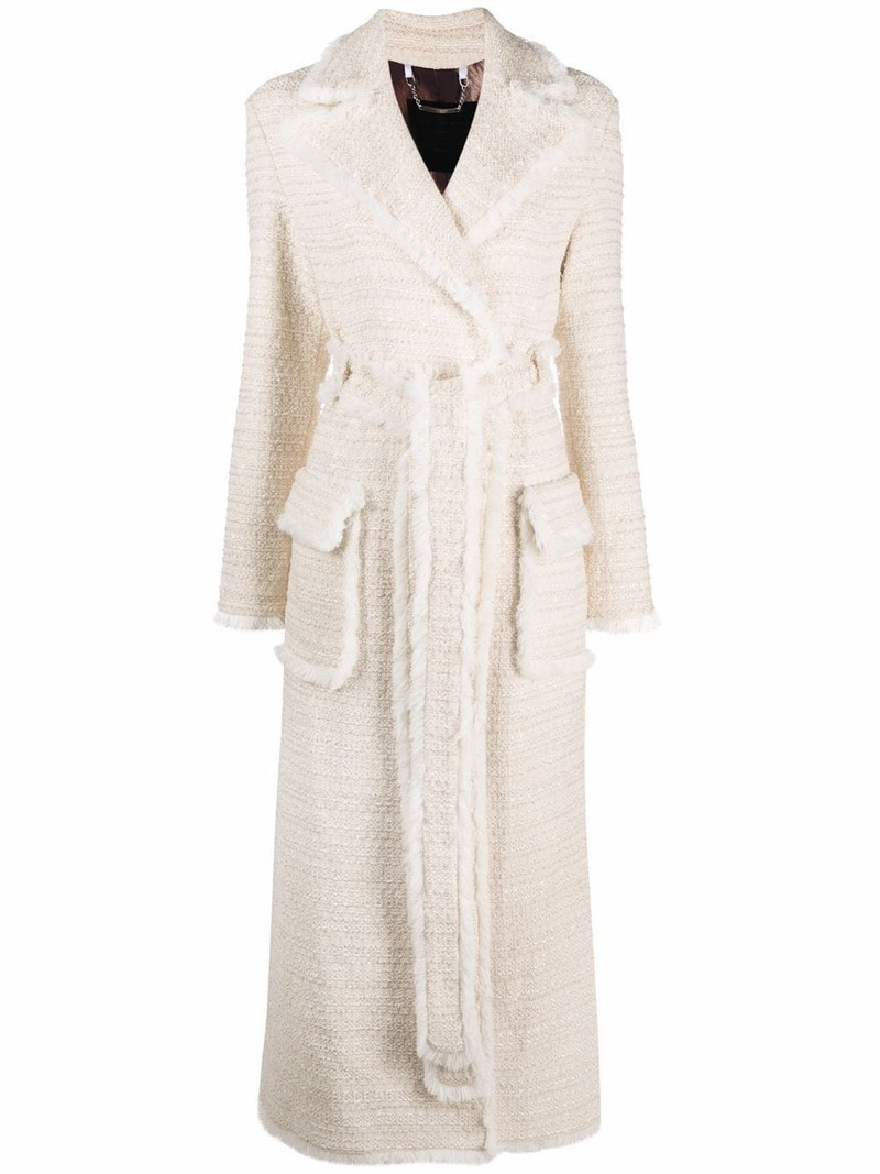 belted-waist bouclé coat 1