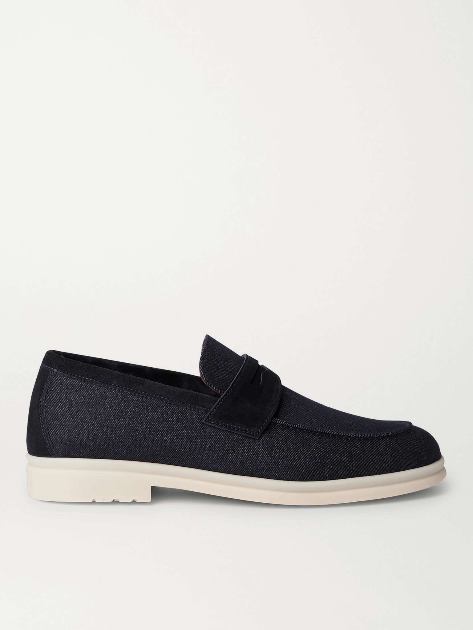 Summer City Walk Suede-Trimmed Wool-Blend Denim Loafers - 1