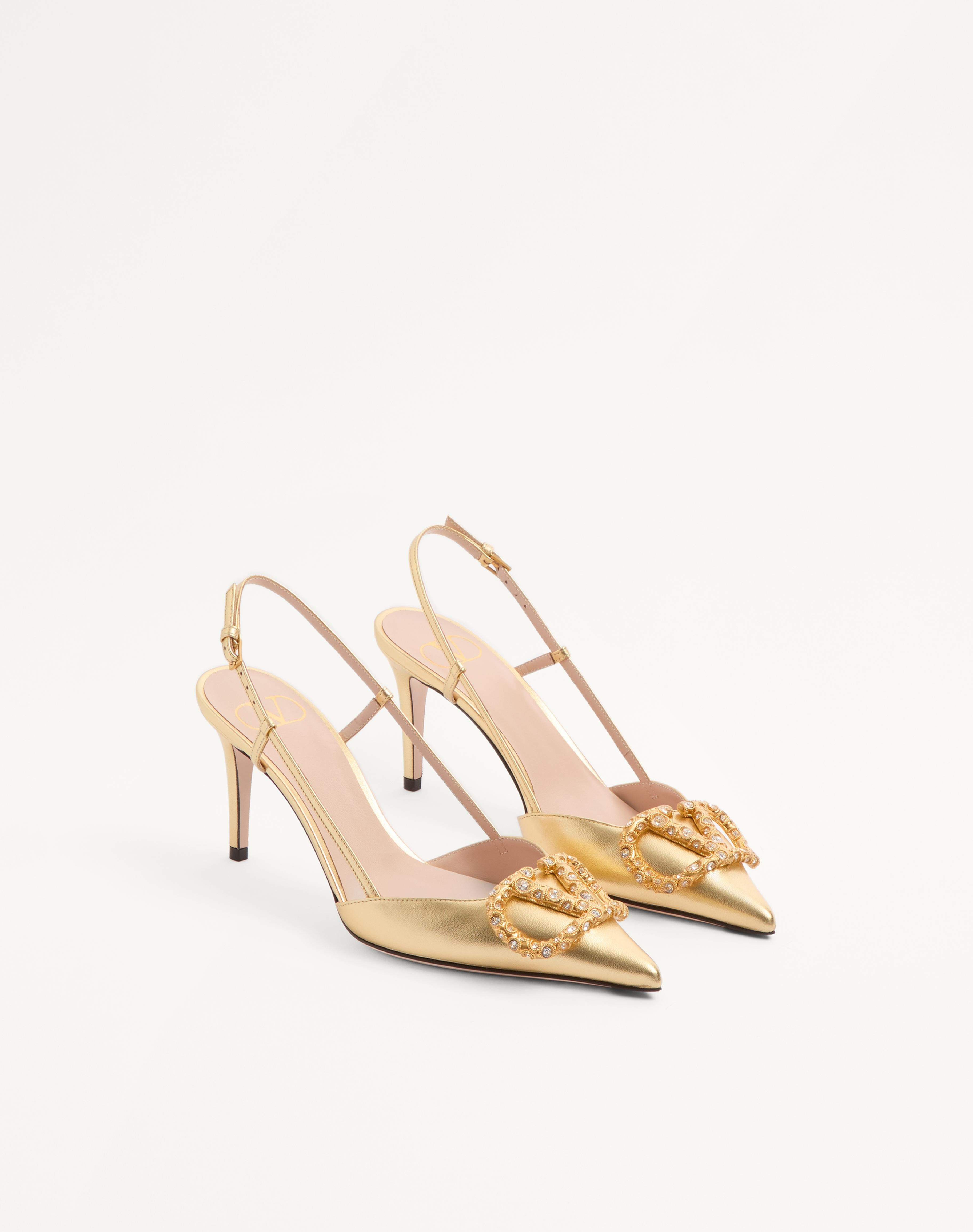 VLOGO SIGNATURE SLINGBACK PUMP IN LAMINATED NAPPA LEATHER 80MM - 3