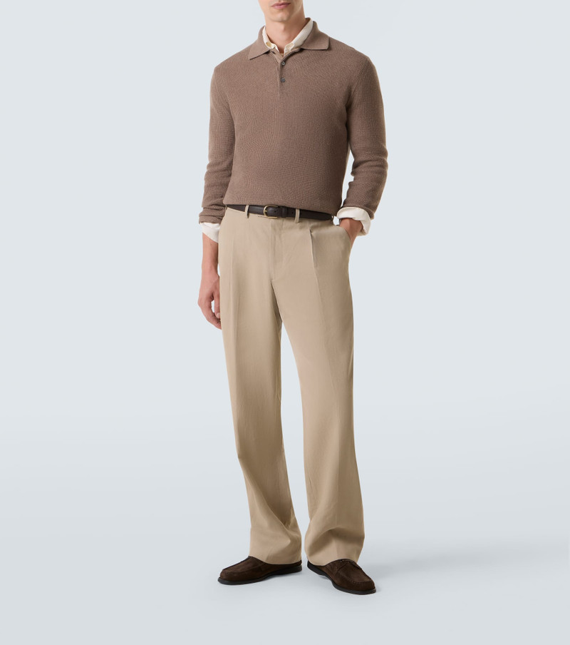 Canali Waffle-knit wool and cashmere polo sweater outlook