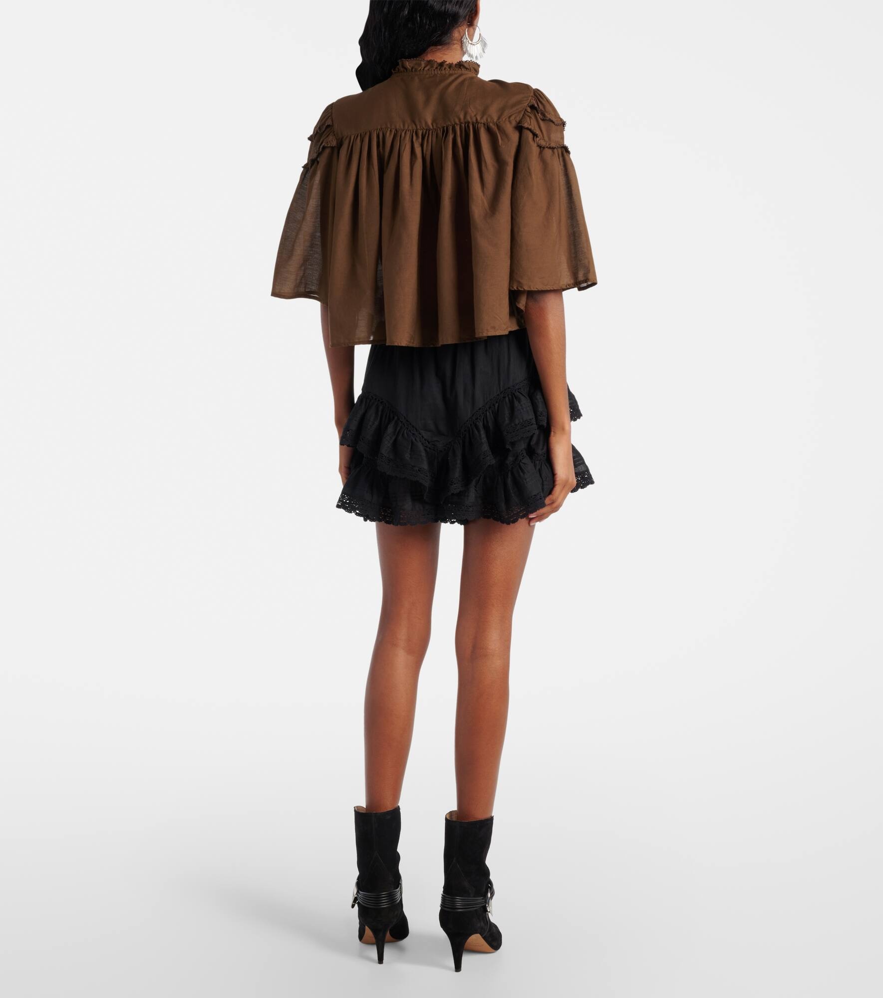 Ruffled cotton-blend top - 3