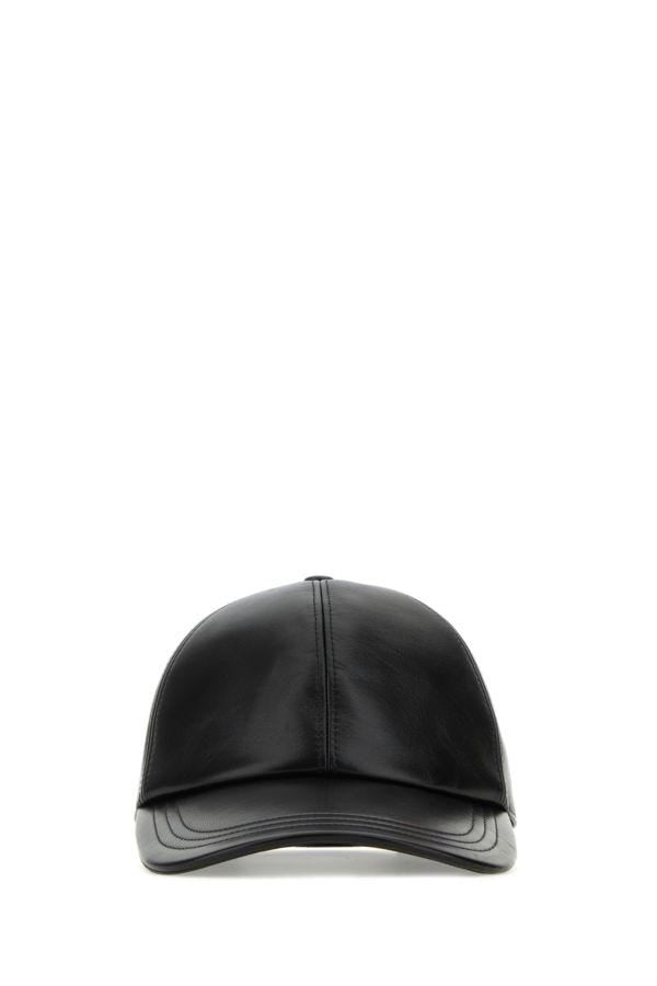 Prada Man Black Nappa Leather Baseball Cap - 1