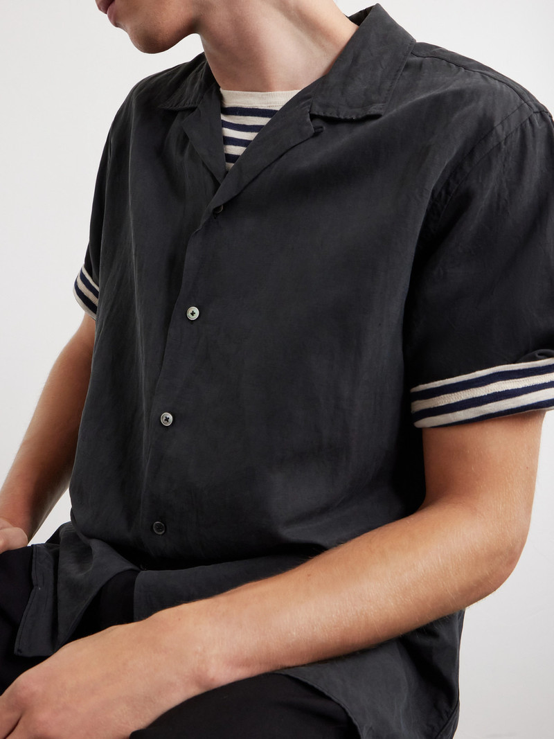Convertible-Collar Silk and Linen-Blend Shirt 5