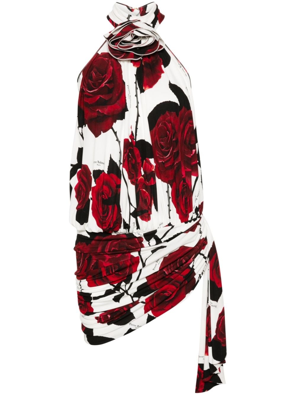 rose-print mini dress - 1