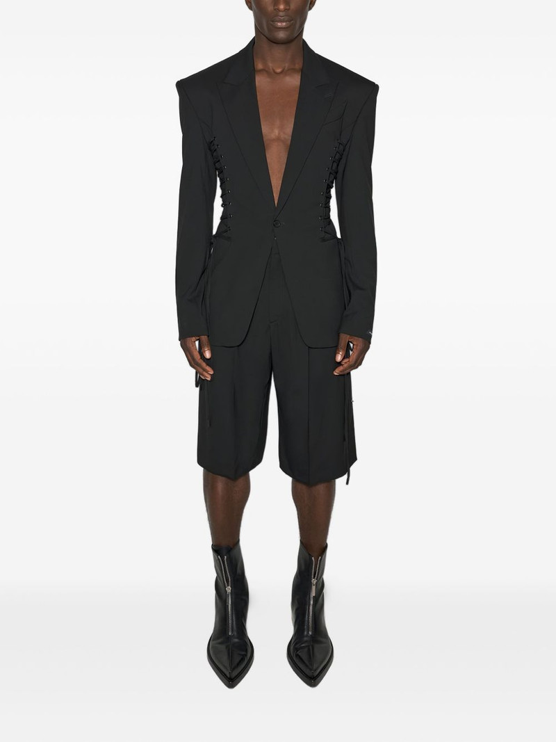 MUGLER lace-up padded-shoulder jacket outlook