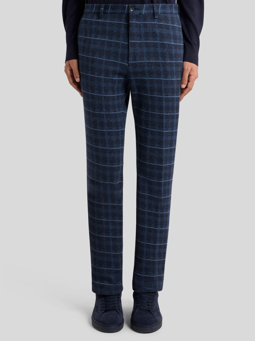 CHECK JERSEY TROUSERS - 2