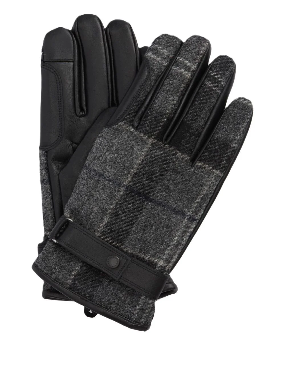 leather-panelled tweed gloves - 1