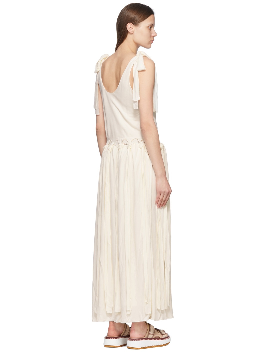 Off-White Viscose Maxi Dress - 3
