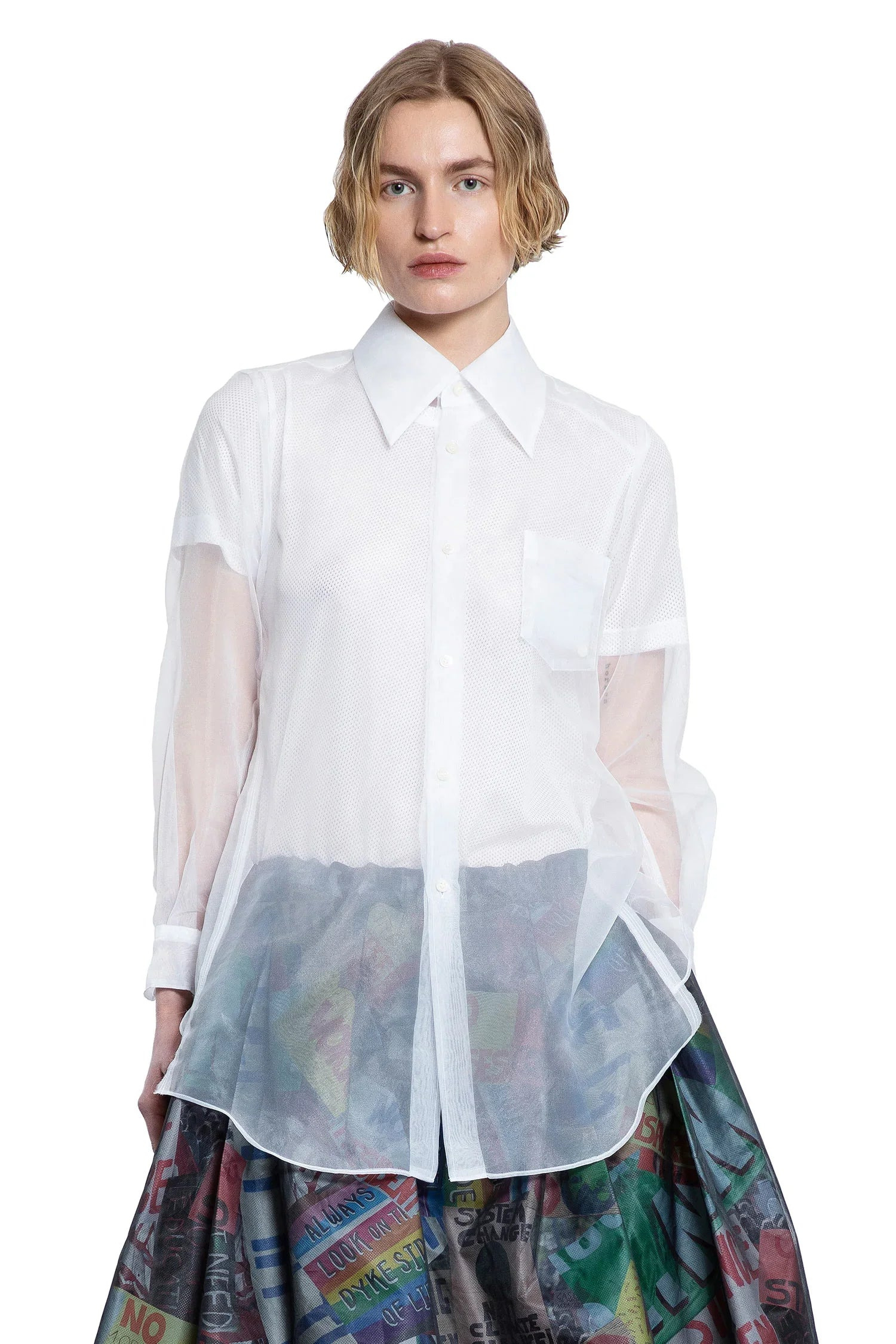 Layered-Wool-Mesh-And-Tulle-Shirt - 5