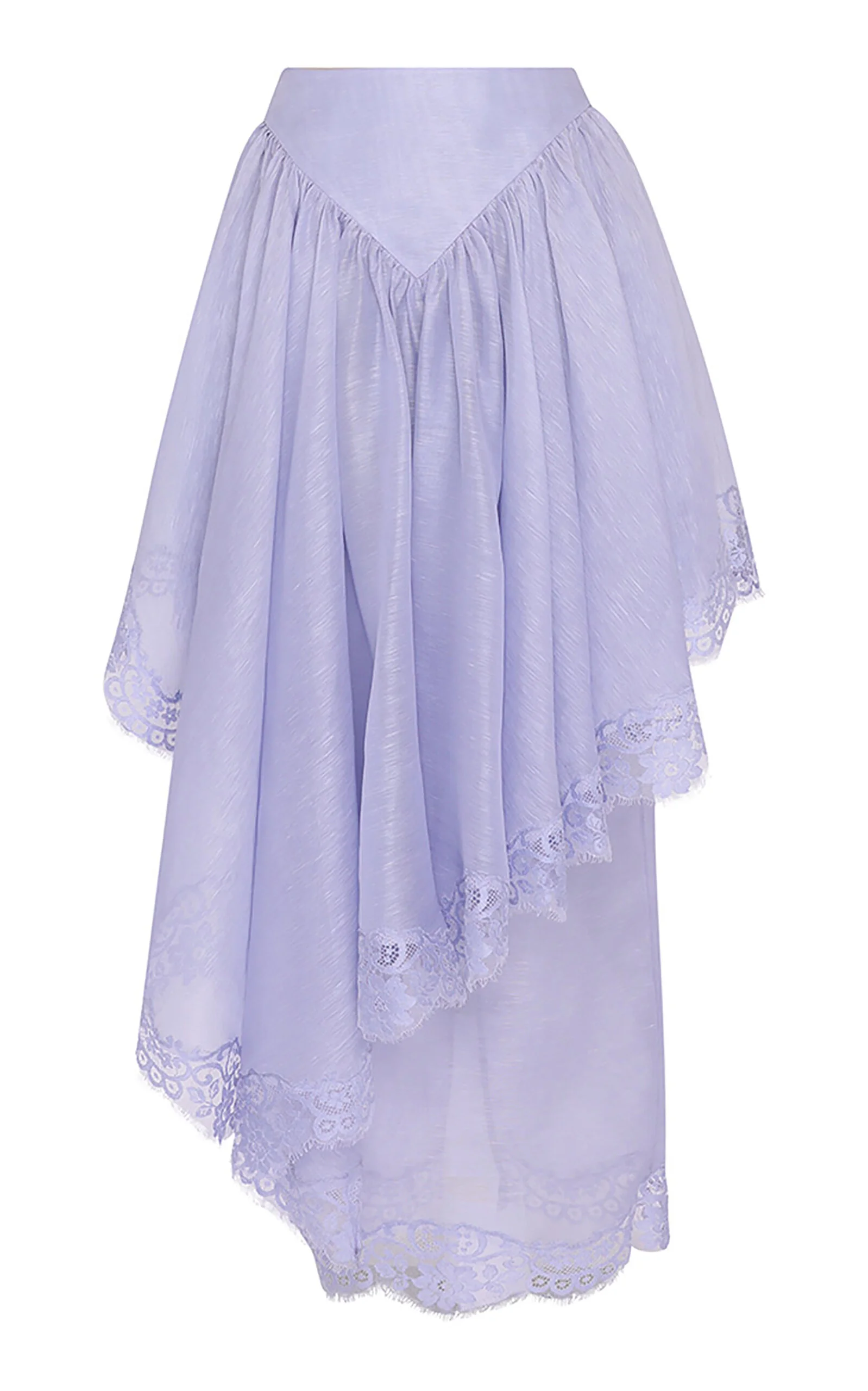 Crush Lace-Trimmed Linen-Silk Midi Skirt purple - 1