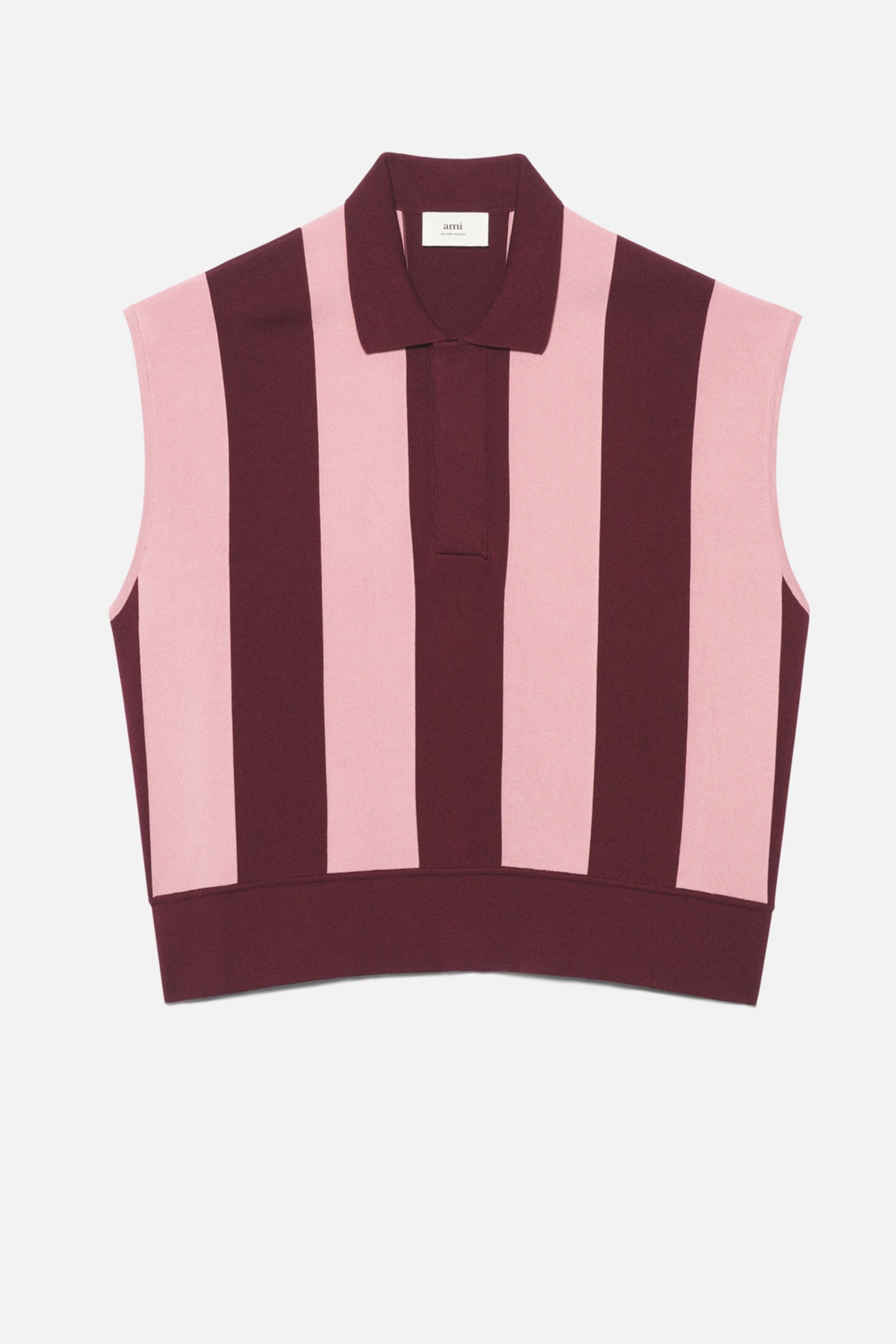 Sleeveless Striped Polo - 1