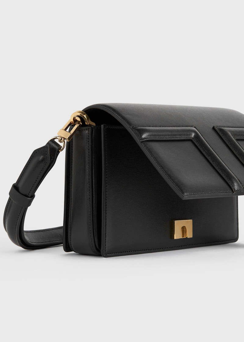 Mini T-flap leather bag black 10