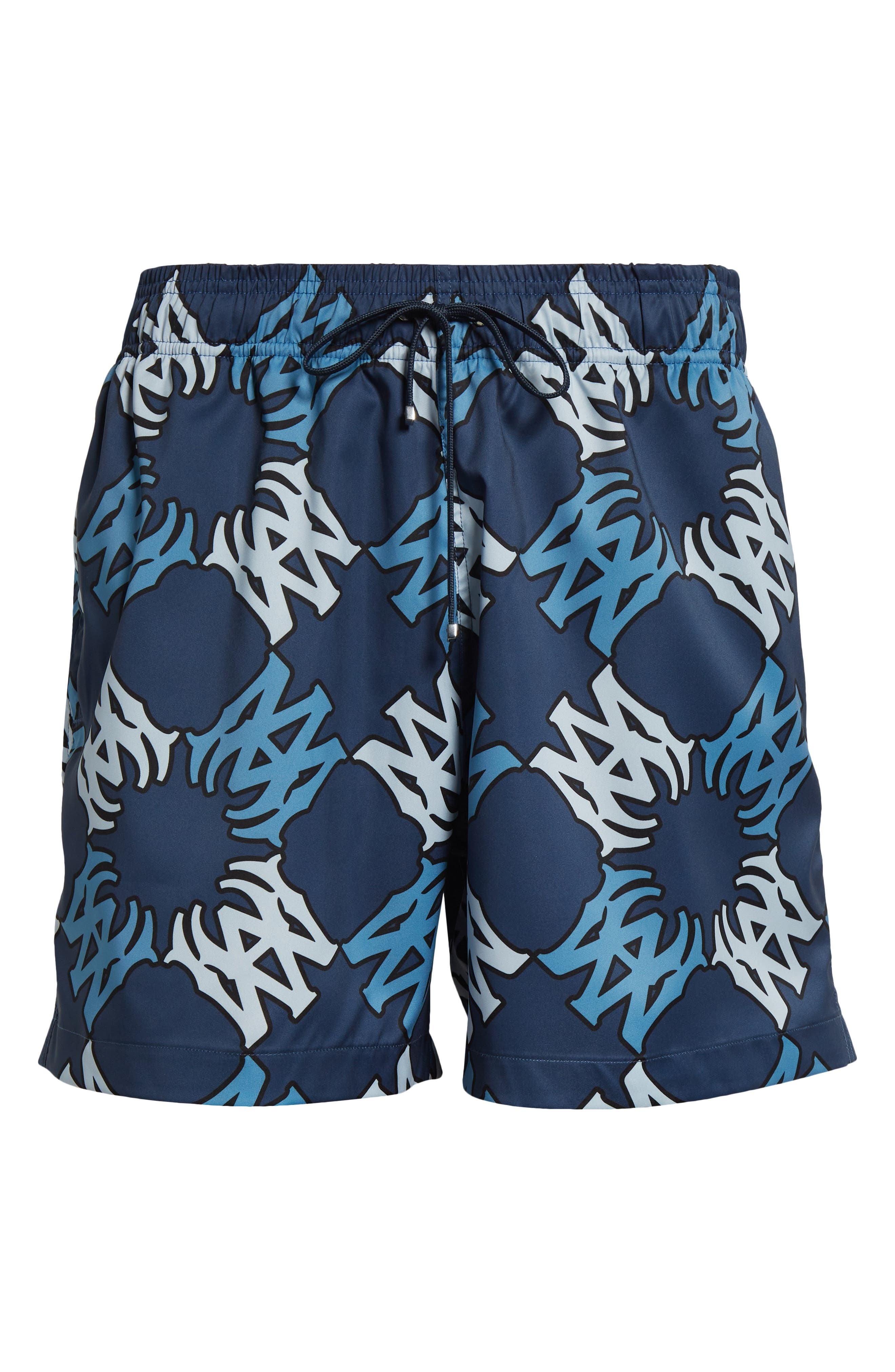 AMIRI MA Quad Monogram Print Swim Trunks in Midnight Blue at Nordstrom - 5