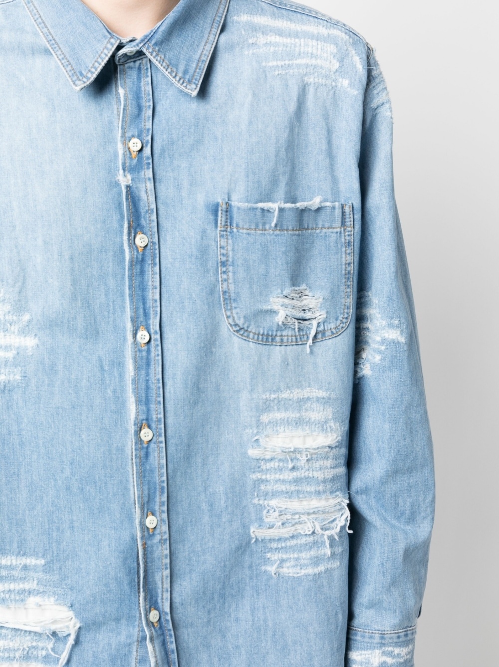 distressed denim shirt - 5