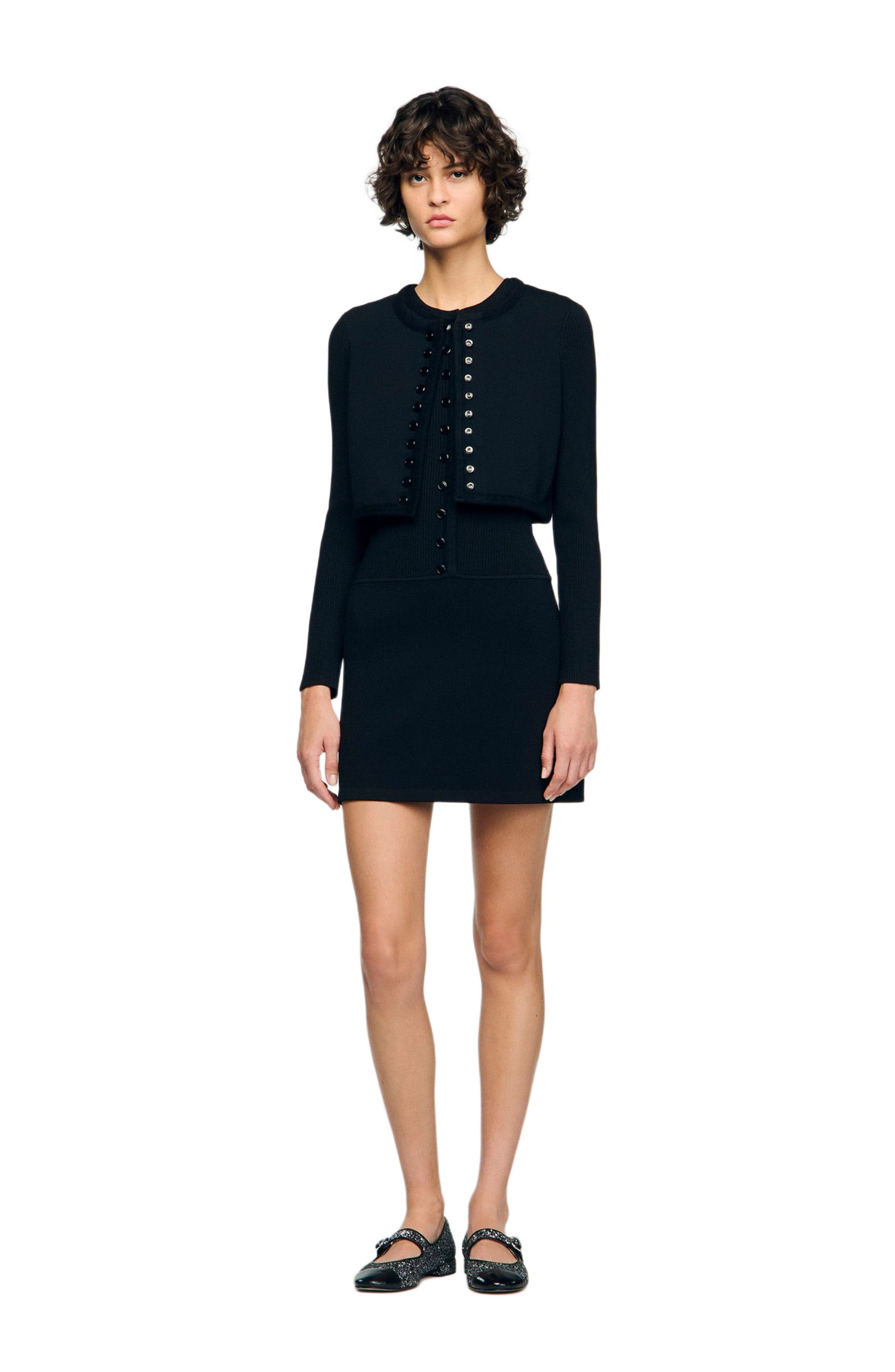SANDRO Cropped cardigan in Black at Nordstrom - 3