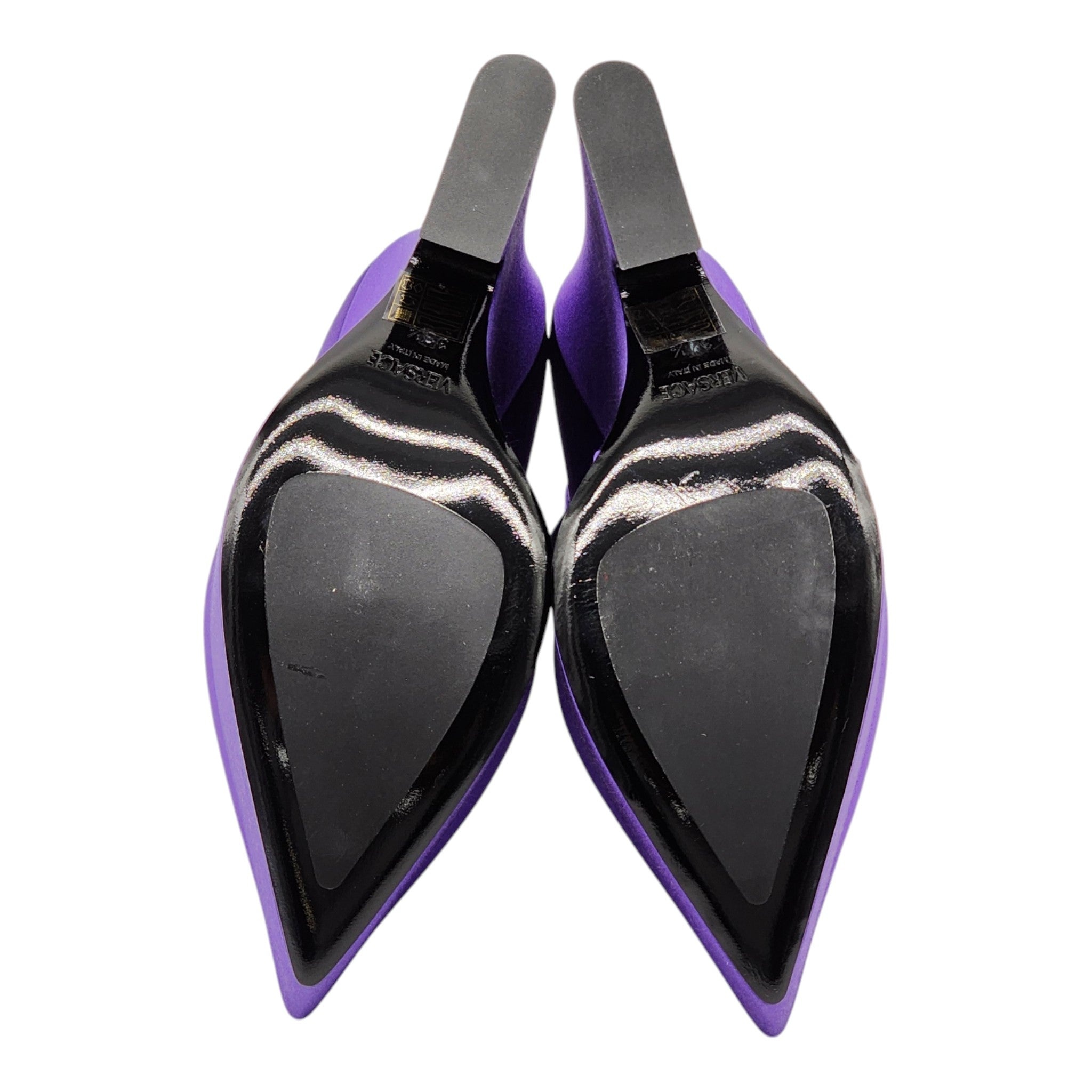 Versace Tempest Strappy Platform Pumps - Satin - Purple 38.5 - 5