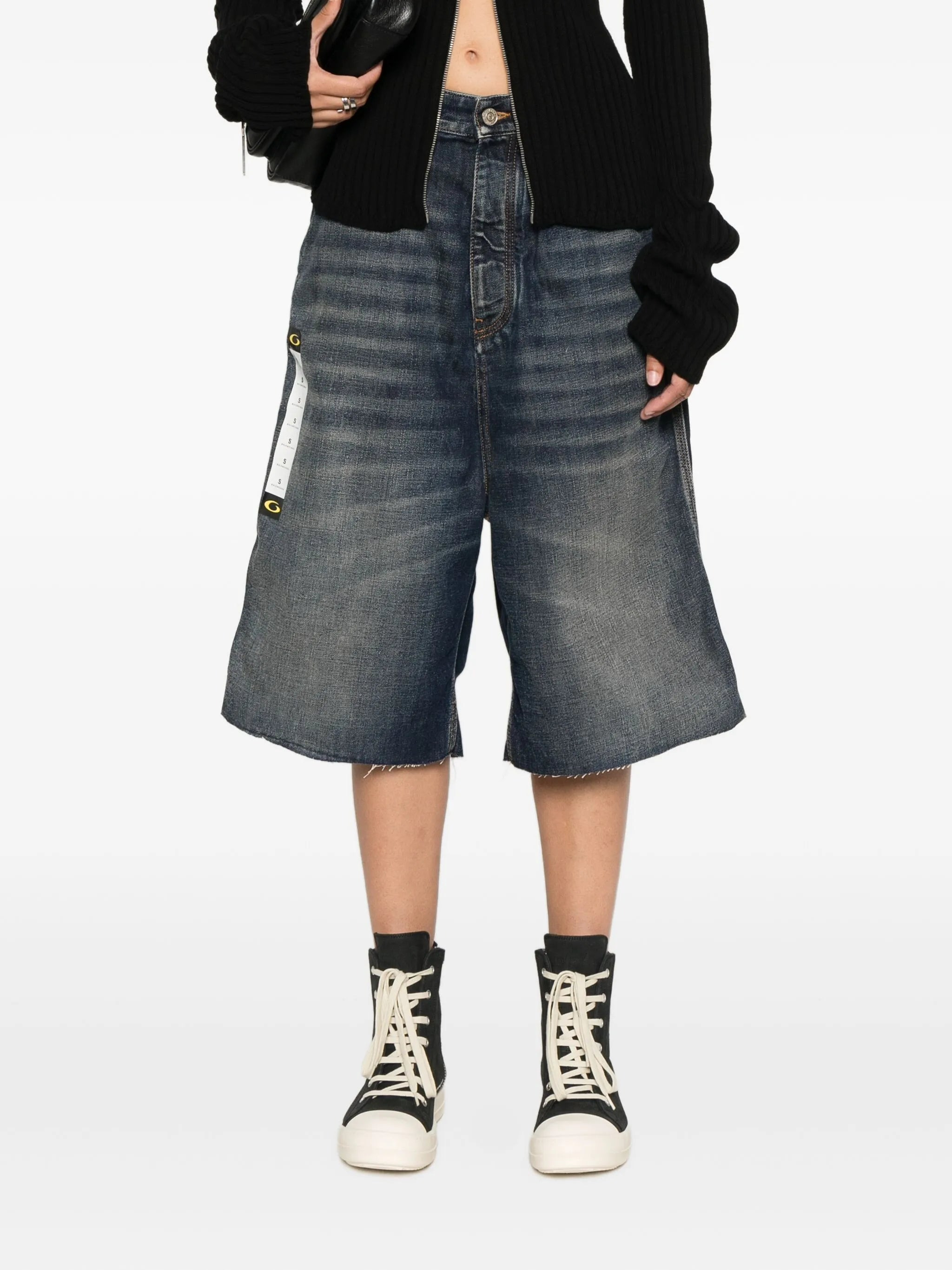 Balenciaga Frayed-hem Denim Shorts - 5