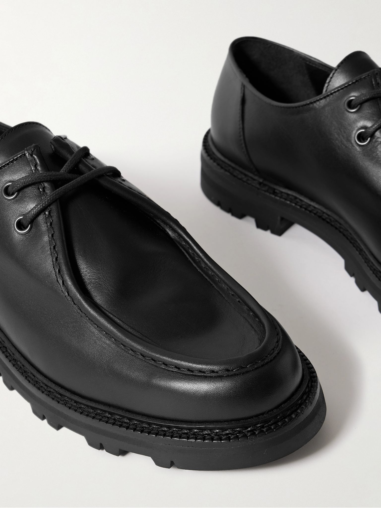 University Leather Derby Shoes Black - 4
