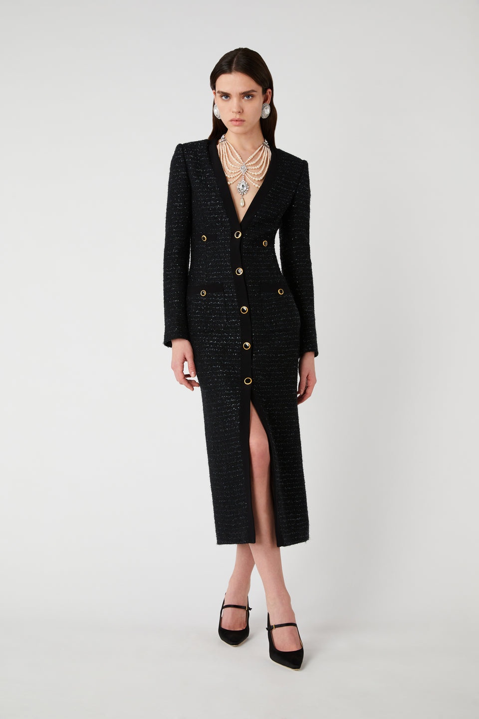 SEQUIN TWEED DRESS WITH JWL BUTTONS - 4