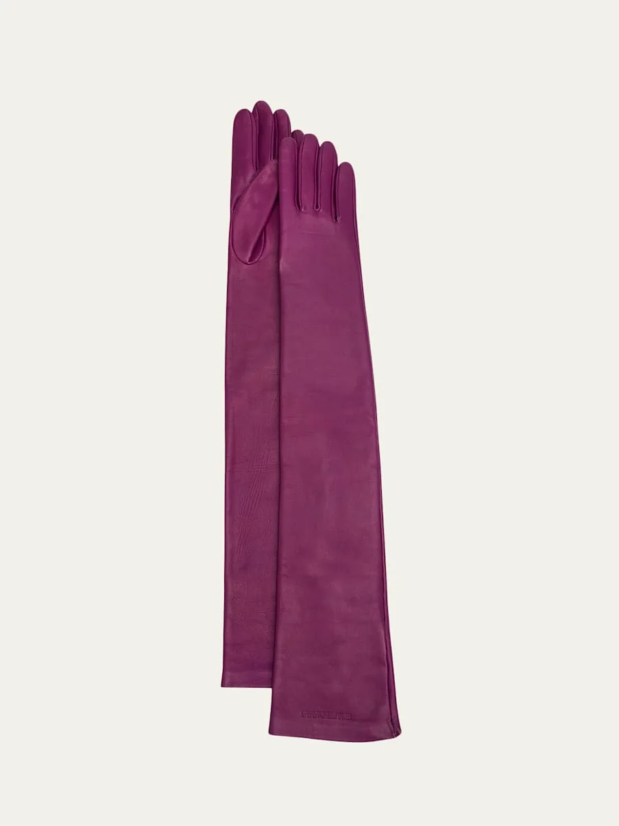 Long Lambskin Leather Gloves - 1