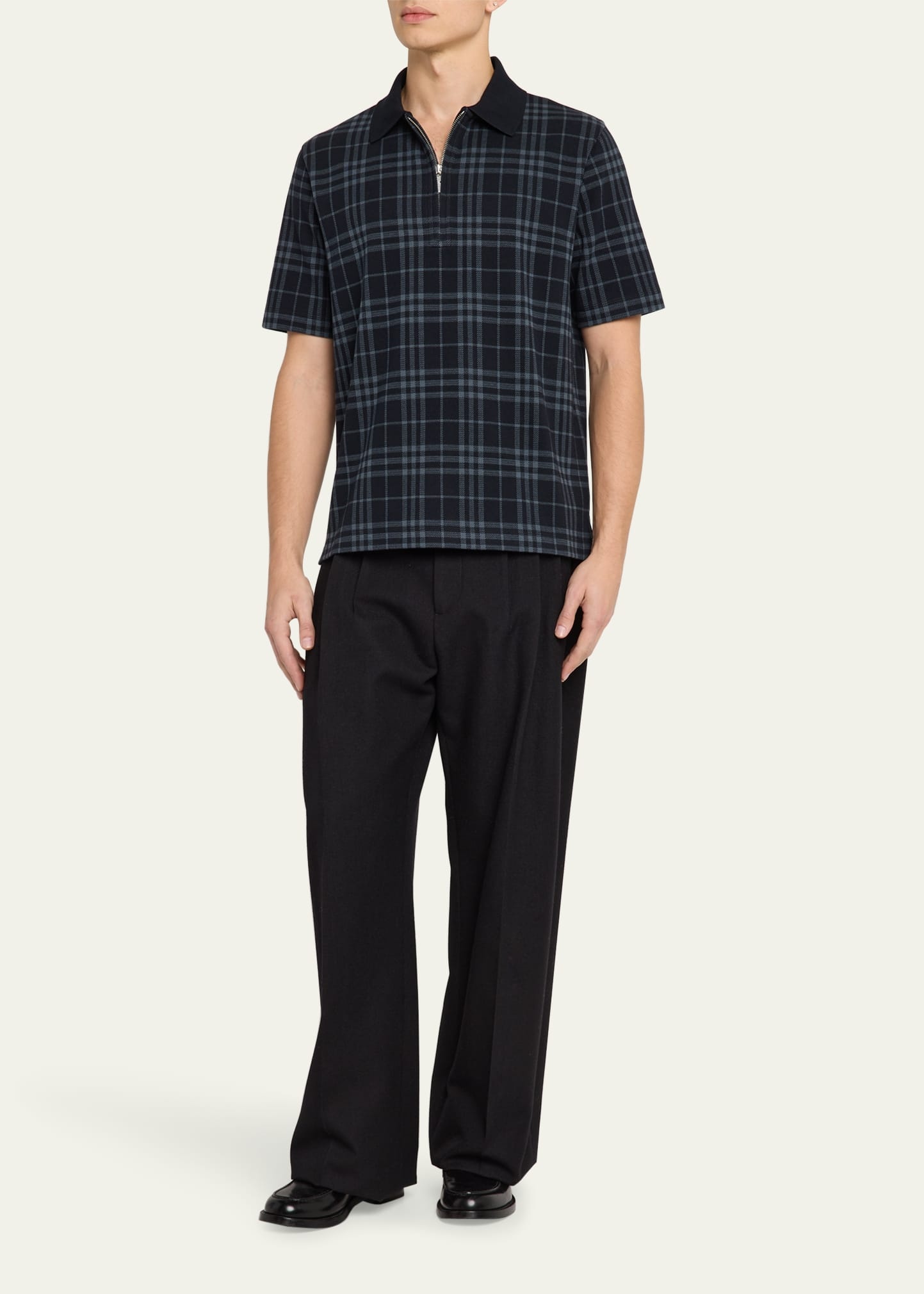 Men's Plaid Quarter-Zip Polo Shirt - 2