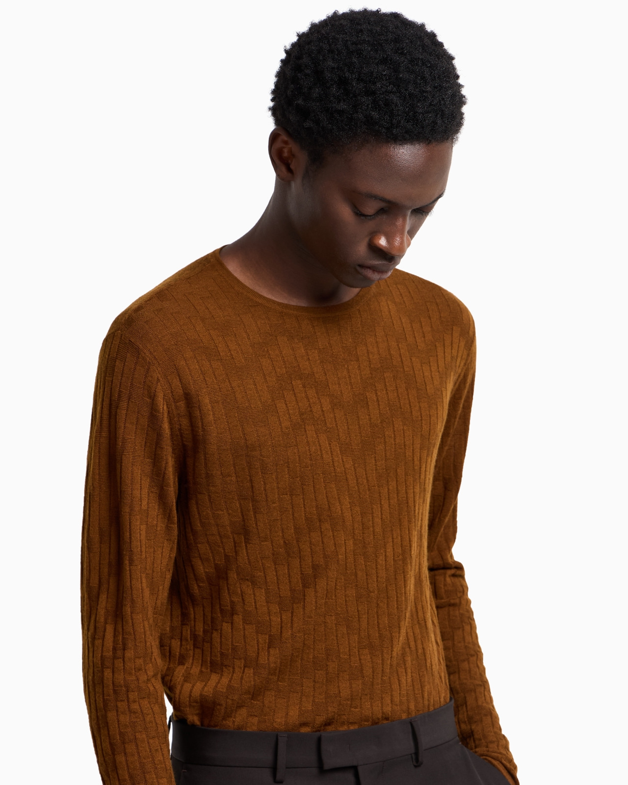 PATTERNED KNIT WOOL AND SILK BLEND JUMPER - 5