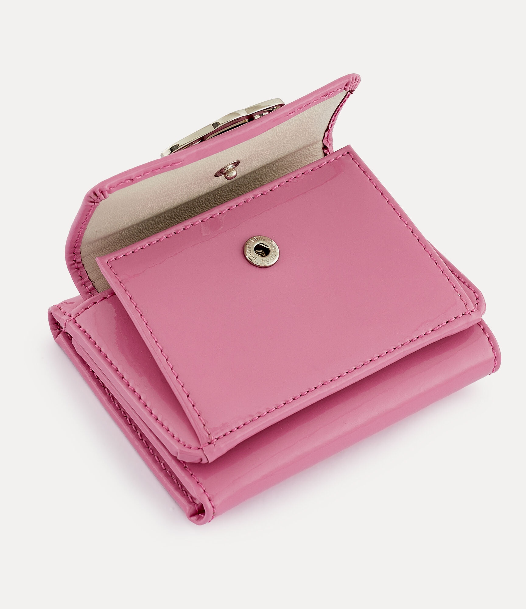 ★VIVIENNE WESTWOOD★ SHINee's patent small flap half wallet Shiny Patent Small Flap Purse in PINK | Vivienne Westwood®