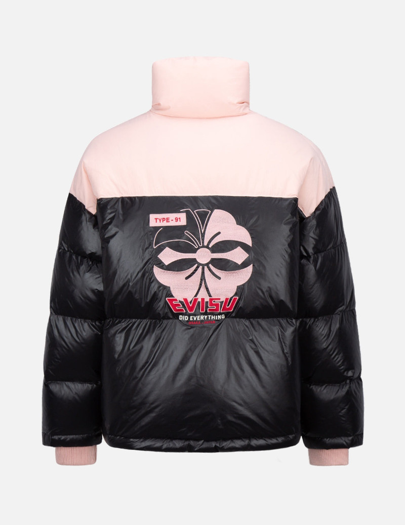EVISU Kamon Embroidered Color Blocking Down Jacket outlook