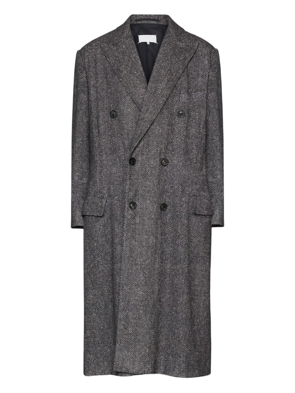 herringbone double-breasted coat - 1