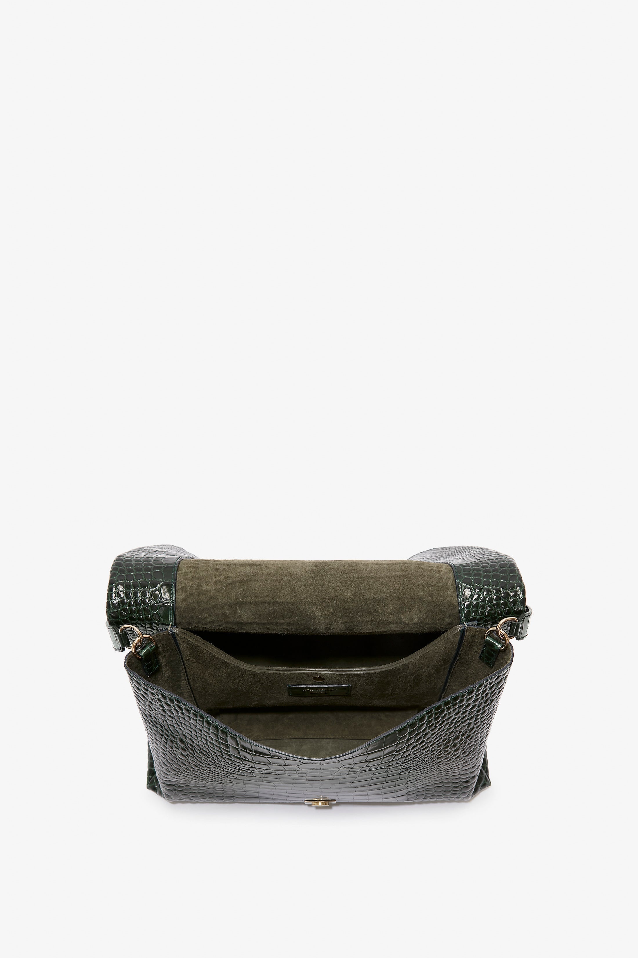 Jumbo Chain Pouch in Dark Forest Croc Leather - 7