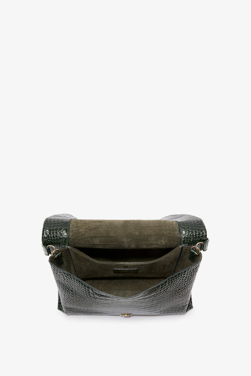 Jumbo Chain Pouch in Dark Forest Croc Leather 6