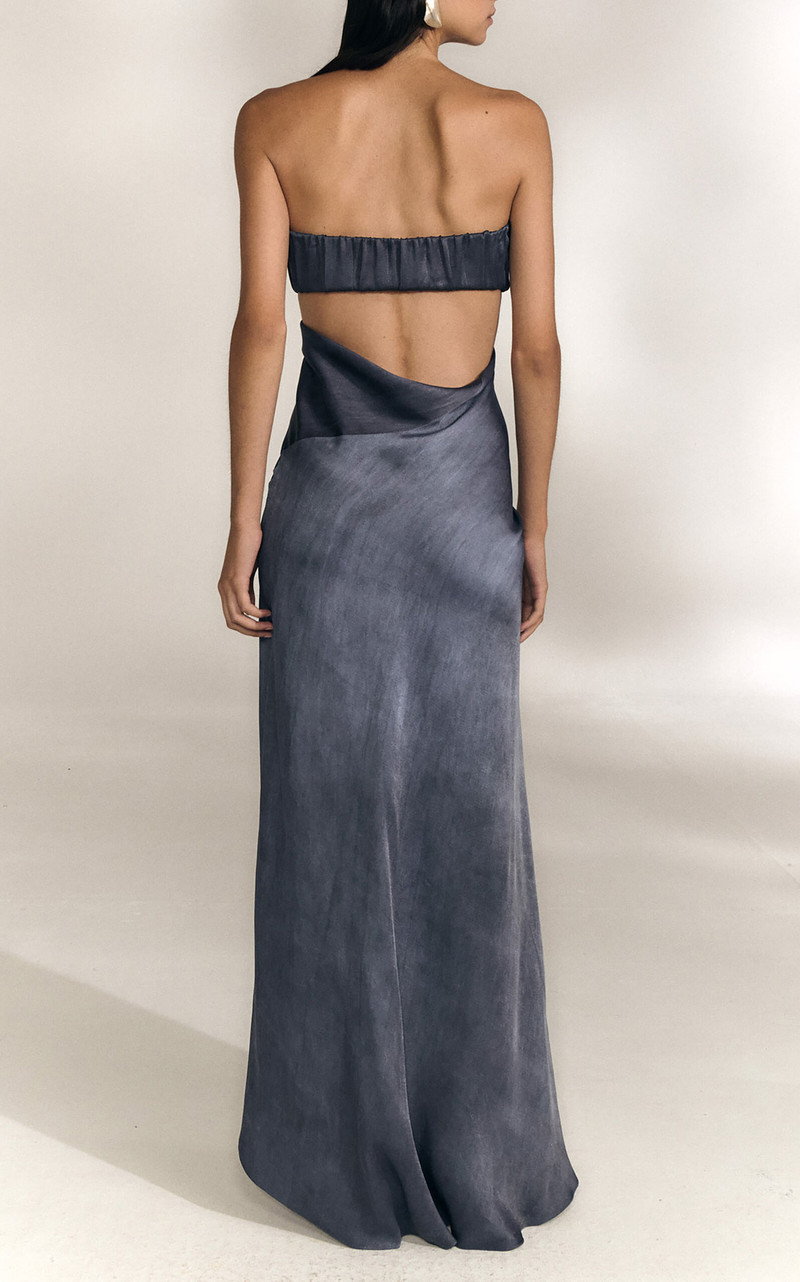 Elira Strapless Gathered Maxi Dress grey 4