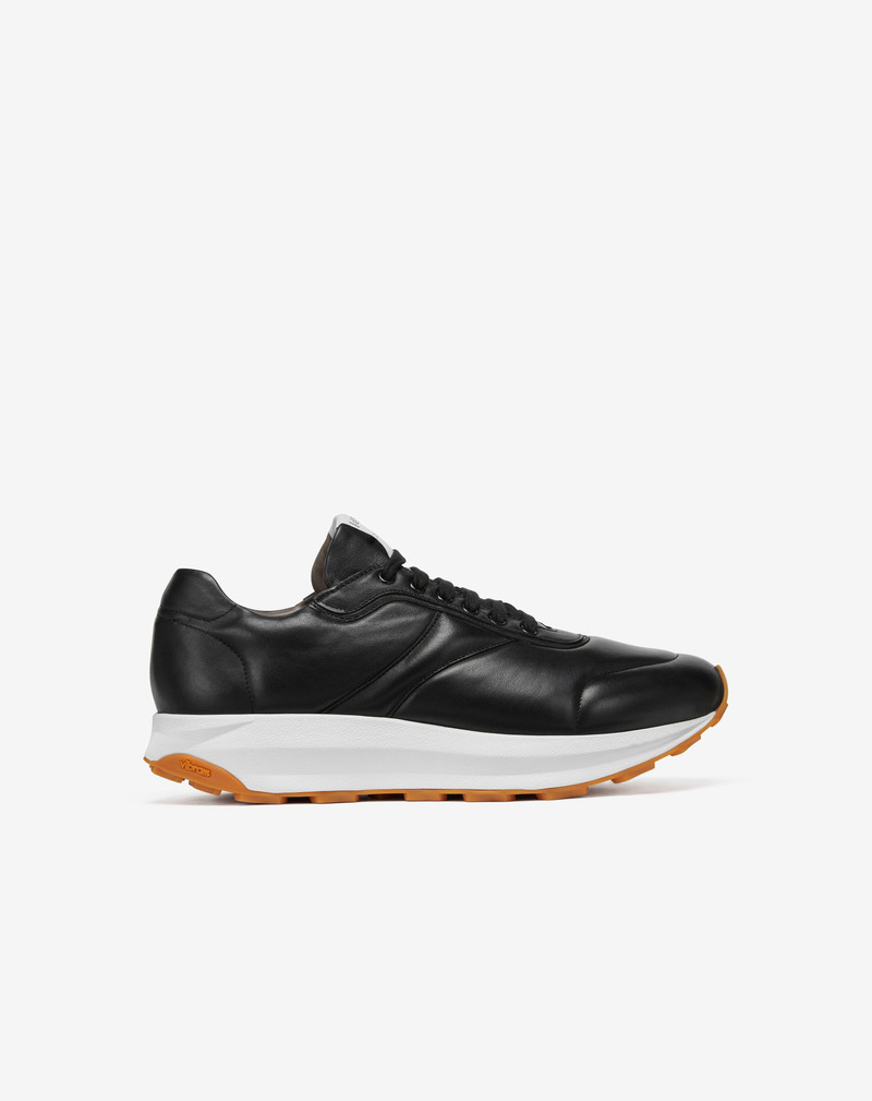 Black nappa leather running shoe 1