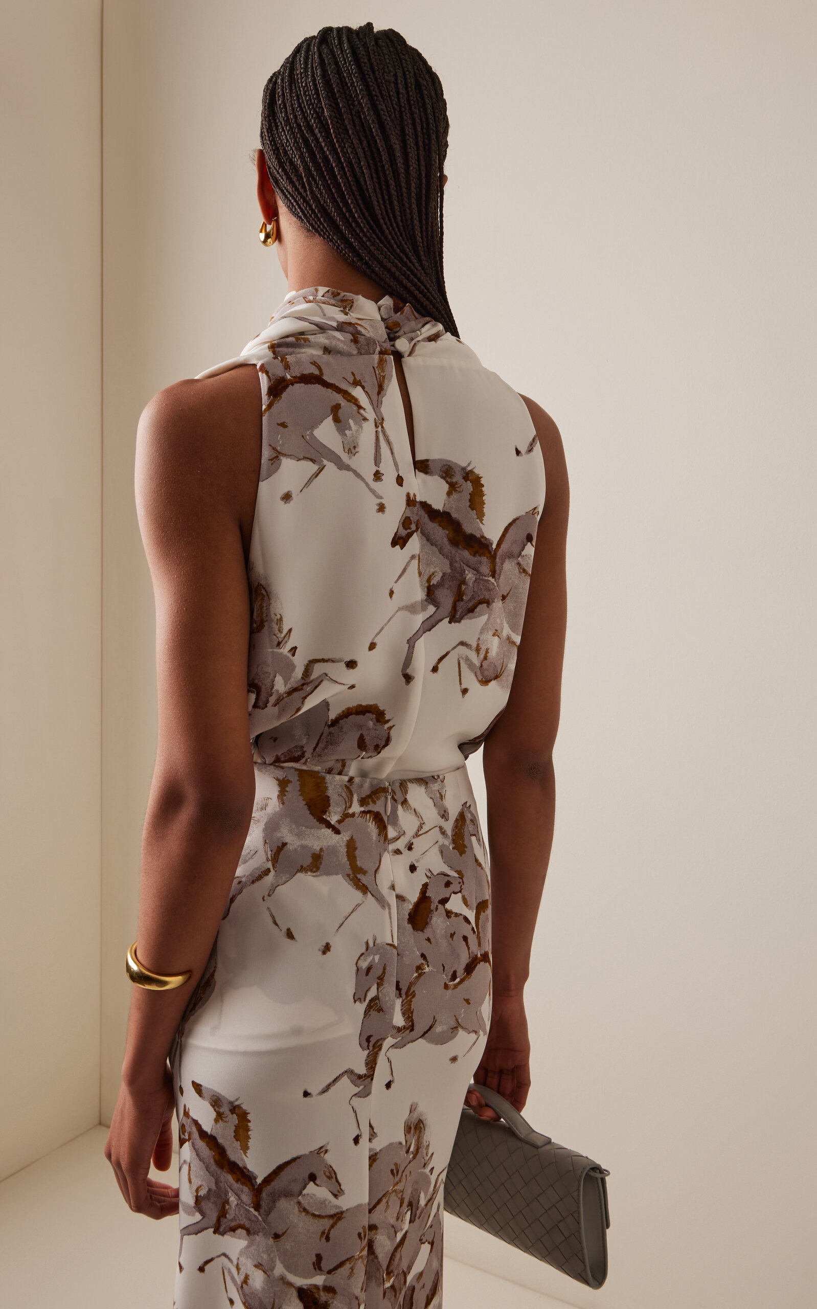 Sleary Draped Silk Top print - 4