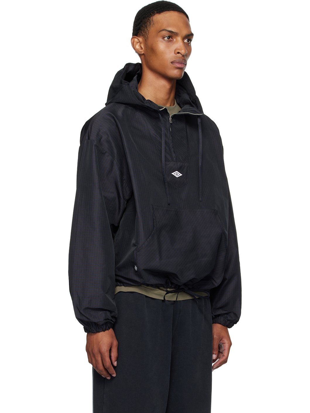 Brown & Navy Check Mask Anorak - 2